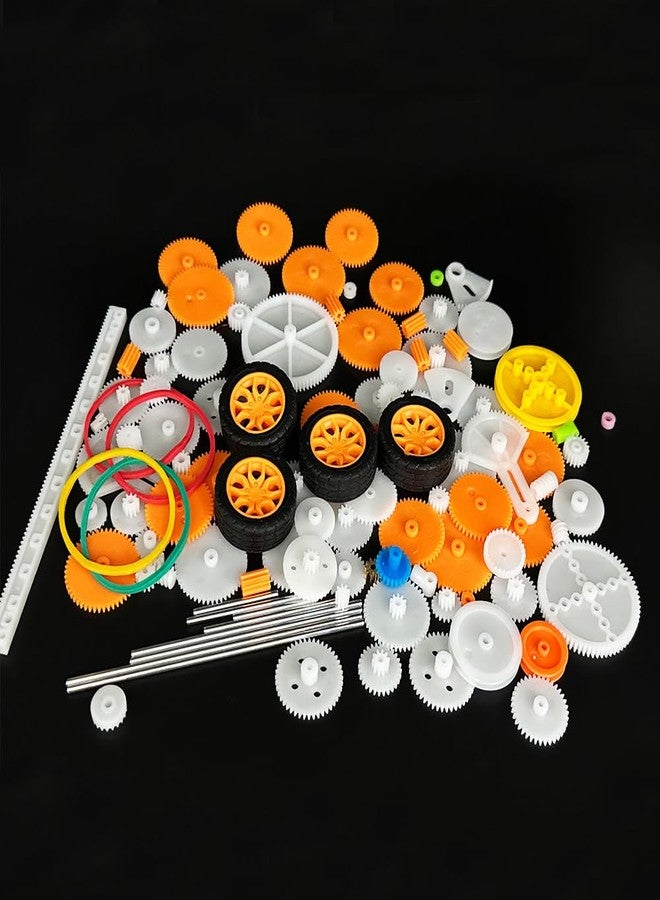 URIMPAVIDO 112PCS Plastic Gear Set Single Gear Spindle Gear Small Motor Gear for DC Motor RC Car Truck Robot DIY Model Toy Gear Replacement Module 0.5 Gears Axle Tire Gear Belt Bushings Rack DIY Set (112) - Image 1